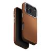 Uniq iPhone 17 Pro (6.3") 2025 Magclick Charging Lyden Case - Caramel Slim Premium Vegan Leather - Aluminum Camera Lens Bezel - Compatible with Magnetic Wireless Charging