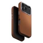 Uniq iPhone 17 Pro (6.3") 2025 Magclick Charging Lyden Case - Caramel Slim Premium Vegan Leather - Aluminum Camera Lens Bezel - Compatible with Magnetic Wireless Charging