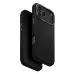 Uniq iPhone 17 Pro Max (6.9") 2025 Magclick Charging Lyden Case - Dallas Black Slim Premium Vegan Leather - Aluminum Camera Lens Bezel - Compatible with Magnetic Wireless Charging