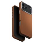 Uniq iPhone 17 Pro Max (6.9") 2025 Magclick Charging Lyden Case - Caramel Slim Premium Vegan Leather - Aluminum Camera Lens Bezel - Compatible with Magnetic Wireless Charging