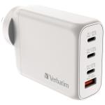 Verbatim 66966 GaN Charger 100W two USB-C PD 100W ports, one USB-C PD 65W port and one USB-A QC 3.0 port