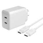 ZAGG 409918000 mophie essential 45W USB-C Wall Charger & C-C Cable Bundle, Power Delivery, 2C, White
