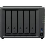Synology DiskStation DS1525+ 5-Bay NAS Server, AMD Ryzen V1500B Quad Core Up to 2.2 GHz, 8GB ECC (32 GB MAX), 2xNVMe, 1xPCIe, 2x2.5 GbE, 2xUSB, 2x Expansion Port, 3 Years Warranty, Upgrade to DSM 7.3 To Enable Third Party HDD