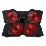 Promate AIRBASE-3.BLK  Height Adjustable Ergonomc Gaming Laptop Cooling Pad with 5 Built-in High-Speed Cooling Fans. Dual USB Ports and Superior Airflow Design. Supports up to 17" Laptops. Black Colour.