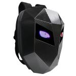 BIOSLED LOY Knight LED Display Motorcycle Backpack - Capacity Full Face Helmet - Carbon Fiber Textured Surface Hard Shell Case - Programmable DIY Text, Image & animation - Cyclists Scooter Commute use