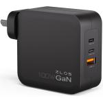 Zlos 100W 3 Port GAN Wall Charger - 2x USB-C & 1x USB-A - Fits for Laptop Macbook iPhone iPad Tablets Nintendo Switch
