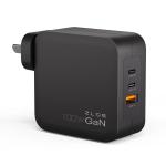 Zlos 100W 3 Port GAN Wall Charger - 2x USB-C & 1x USB-A - Fits for Laptop Macbook iPhone iPad Tablets Nintendo Switch