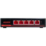 Asustor ASW205T 5-Port 2.5GbE Unmanaged Switch Supports five 2.5 Gbps Ethernet ports for high-speed data transfers.