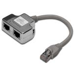 Digitus DN-93904 CAT5e RJ45 Data/Data Splitter Dual Adapter (2 x Data Devices) with 0.19m lead