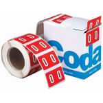 Codafile Label Numeric 0 - 25mm - 500 Labels / Roll