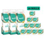 Hearttex Toilet Tissue 30 Rolls 180G-Per Rolls 4 ply 100% Virgin Pulp Premium 109mm*140mm, equals 600 sheets of normal 2 ply toilet Roll sheets, = 60 Rolls - 2 Ply Version