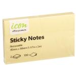 Icon ISAN02Y2 Icon Sticky Notes 40mm x 50mm Yellow 2 Pack