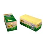 3M 70005054468 Post-it Recycled Note Cabinet Pack 654R-24CP-CY Greener Yellow 76x76mm - 24 Pack