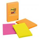3M 70007053351 Post-it Super Sticky Lined Notes 660-3SSUC 101x152mm Rio de Janeiro - 3 Pack