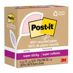 3M Post-it 100 Rec Super Sticky Notes 654R-5SSNRP 76x76mm Wanderlust - Pack of 5