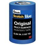 3M 11057 ScotchBlue Painter s Tape 2090-24P6 Original 24mm x 55m, Pack of 6