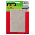 3M 11256 Scotch Felt Pads SP840 Rectangle Beige, Pack of 4