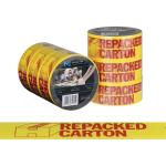 Matthews Message Tape Repacked Carton - Yellow / Red 48mm x 100m x 50mu - 1 Roll
