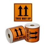 Matthews MPH15000 Handling Label This Way Up - Orange/Black - 99mm x 99mm - 500 Labels/Roll - 1 Roll