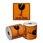 Matthews MPH15050 Handling Label Do Not Crush - Orange/Black - 99mm x 99mm - 500 Labels/Roll - 1 Roll