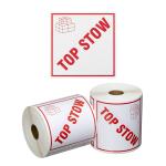 Matthews MPH15080 Handling Label Top Stow - White/Red - 99mm x 99mm - 500 Labels/Roll - 1 Roll