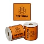 Matthews MPH15085 Handling Label Top Stow - Orange/Black - 99mm x 99mm - 500 Labels/Roll - 1 Roll