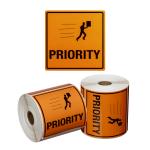 Matthews MPH15112 Handling Label Priority - Orange/Black - 99mm x 99mm - 500 Labels/Roll - 1 Roll