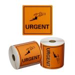 Matthews MPH15115 Handling Label Urgent - Orange/Black - 99mm x 99mm - 500 Labels/Roll - 1 Roll