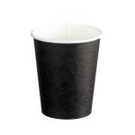 Matthews Double Wall PE Paper Cups - Black 8oz - 280ml - 80mm Diameter - 25 Cups / Sleeve - 500 Cups / Box - 1 Box