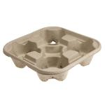 Matthews MPH16505 Pulp Cup Tray - Brown, 4 Cup Capacity (300)  Fits 80mm / 90mm Cups 100Holders/Sleeve 300 Holders/Box priced Per Box, MOQ 1 Box