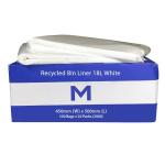 Matthews FP Recycled Bin Liner 18L - White 450mm x 500mm x 20mu - 100 Bags / Pack - 2400 Bags / Box - 1 Box