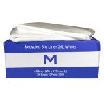 Matthews FP Recycled Bin Liner 24L - White 470mm x 575mm x 30mu - 100 Bags / Pack - 1000 Bags / Box - 1 Box