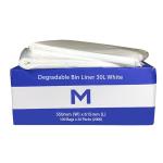 Matthews FP Recycled Bin Liner 30L - White 550mm x 615mm x 11mu - 100 Bags / Pack - 2000 Bags / Box - 1 Box