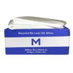 Matthews FP Recycled Bin Liner 36L - White 580mm x 700mm x 20mu - 100 Bags / Pack - 1200 Bags / Box - 1 Box