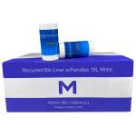 Matthews POR Recycled Bin Liner with Handles 18L - White 450mm x 500mm x 15mu - 50 Bags / Roll - 1200 Bags / Box - 1 Box