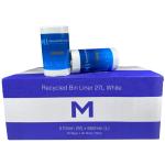 Matthews POR Recycled Bin Liner 27L - White 510mm x 650mm x 15mu - Peach Scented 50 Bags / Roll - 1500 Bags / Box - 1 Box