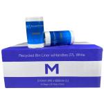 Matthews POR Recycled Bin Liner with Handles 27L - White 510mm x 650mm x 15mu - 50 Bags / Roll - 1000 Bags / Box - 1 Box