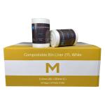 Matthews POR Compostable Bin Liner 27L - White 510mm x 650mm x 15mu - 50 Bags / Roll - 1200 Bags / Box - 1 Box