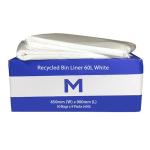 Matthews FP Recycled Bin Liner 60L - White 650mm x 900mm x 30mu - 50 Bags / Pack - 450 Bags / Box - 1 Box