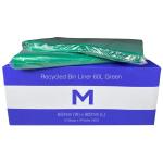 Matthews FP Recycled Bin Liner 60L - Green 650mm x 900mm x 30mu - 50 Bags / Pack - 450 Bags / Box - 1 Box