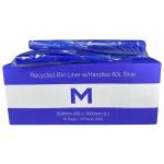 Matthews FP Recycled Bin Liner with Handles 60L - Blue 600mm x 1000mm x 30mu - 50 Bags / Pack - 500 Bags / Box - 1 Box