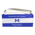 Matthews FP Recycled Bin Liner 72L - White 700mm x 900mm x 40mu - 50 Bags / Pack - 350 Bags / Box - 1 Box