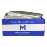 Matthews FP Recycled Bin Liner 80L - Clear 800mm x 1000mm x 30mu - 50 Bags / Pack - 350 Bags / Box - 1 Box