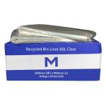 Matthews FP Recycled Bin Liner 60L - Clear 650mm x 900mm x 30mu - 50 Bags / Pack - 450 Bags / Box - 1 Box