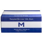 Matthews FP Recycled Bin Liner 100L - Black 925mm x 1200mm x 30mu - 25 Bags / Pack - 200 Bags / Box - 1 Box