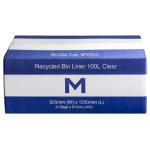 Matthews FP Recycled Bin Liner 100L - Clear 925mm x 1200mm x 30mu - 25 Bags / Pack - 200 Bags / Box - 1 Box