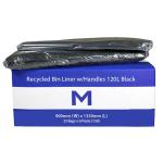 Matthews FP Recycled Bin Liner with Handles 120L - Black 900mm x 1330mm x 30mu - 25 Bags / Pack - 200 Bags / Box - 1 Box