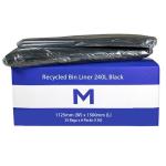Matthews FP Recycled Bin Liner 240L - Black 1125mm x 1500mm x 30mu - 25 Bags / Pack - 150 Bags / Box - 1 Box