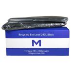 Matthews FP Recycled Bin Liner 240L - Black 1125mm x 1500mm x 50mu - 25 Bags / Pack - 100 Bags / Box - 1 Box