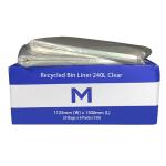 Matthews FP Recycled Bin Liner 240L - Clear 1125mm x 1500mm x 30mu - 25 Bags / Pack - 150 Bags / Box - 1 Box